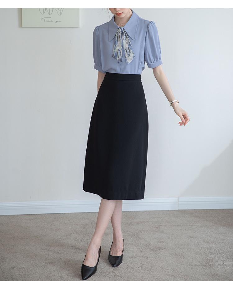 2025 Chic Women's Short Sleeve Chiffon Blouse with Tie – Stylish, Niche Summer Fashion