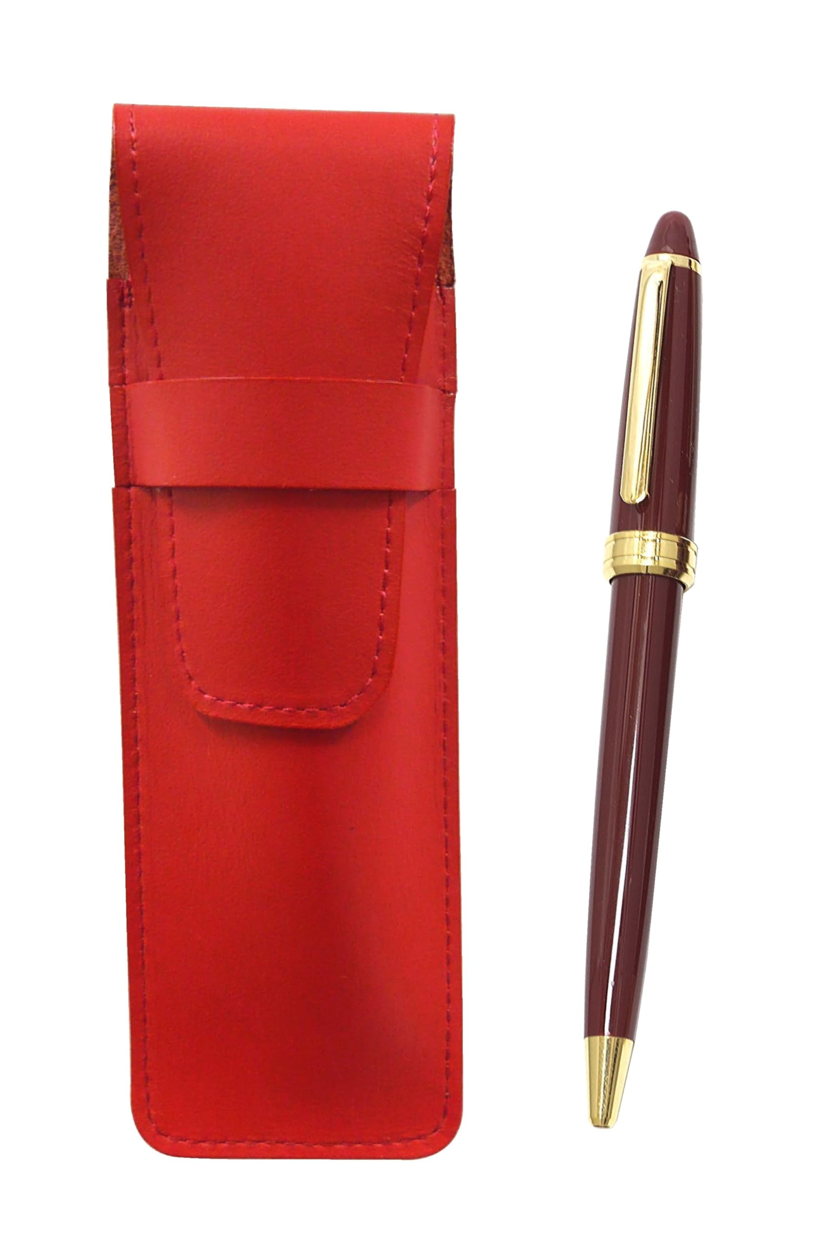 

Slim red leather pen case with Neo ballpoint pen set D-600 (red) ASR-600B-R
