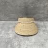 25 Spring And Summer Raffia Roofless Straw Hat Women'S Light Luxury Rhinestone Pearl Empty Top Hat Breathable Sun Hat Design Sense
