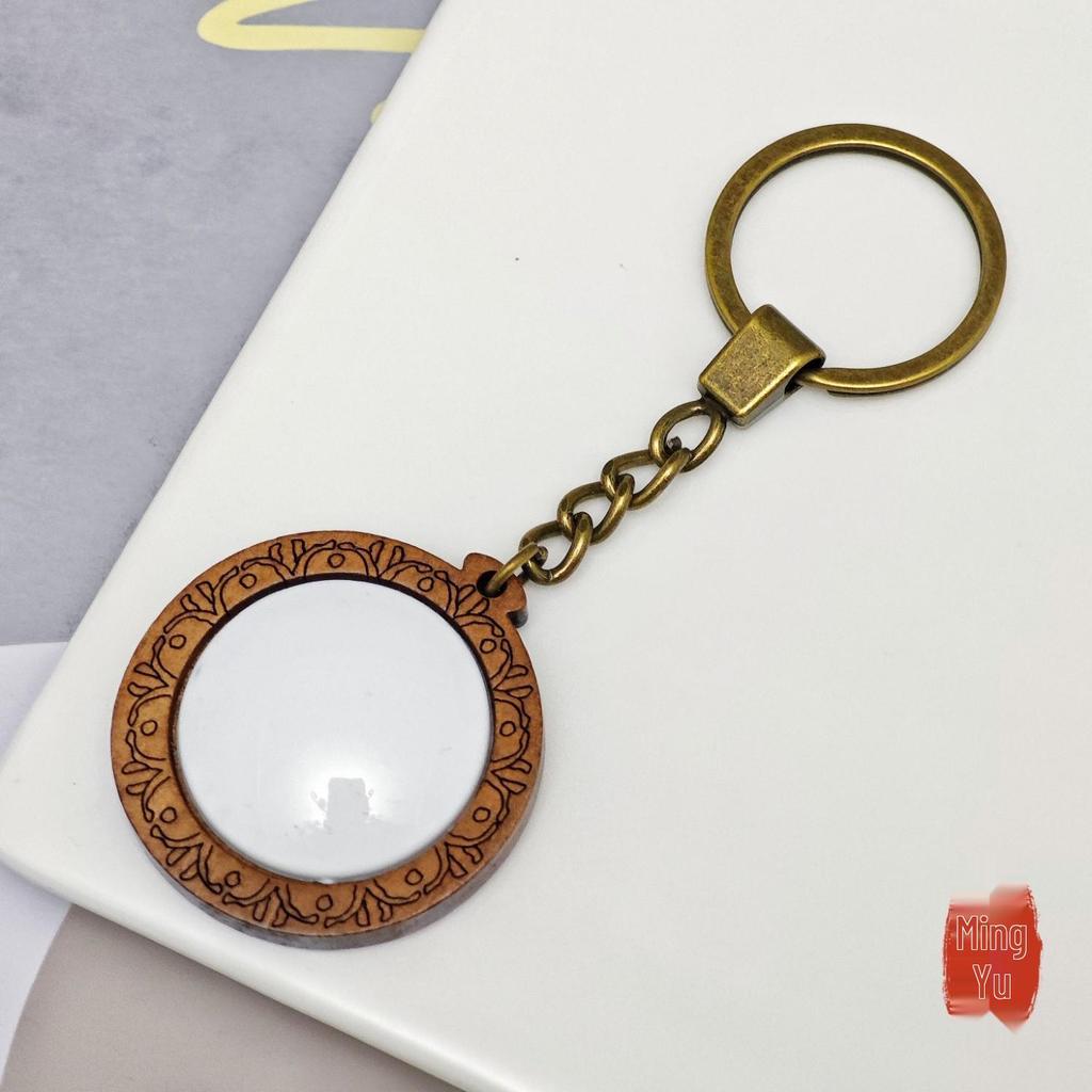 DIY Wooden Lace Base Keyring with Embroidery Kit & Snap Button