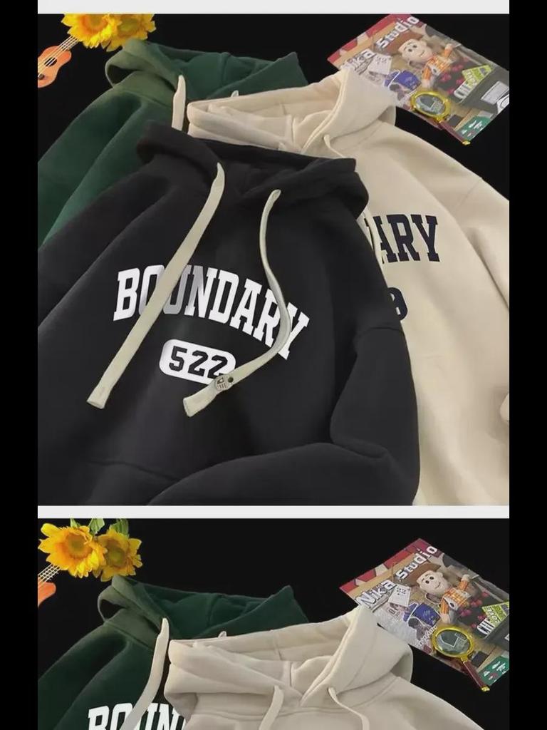 Uniseksowa amerykańska bluza oversize w stylu retro z aksamitną podszewką na wiosnę, jesień i zimę