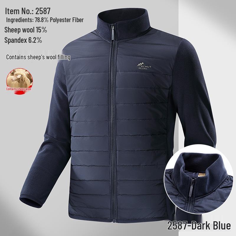 

Men s Wool Blend Sherpa Fleece Down Jacket - Fashionable Warm Zip-up Business Casual Outerwear L (recommended 115-130 jin)