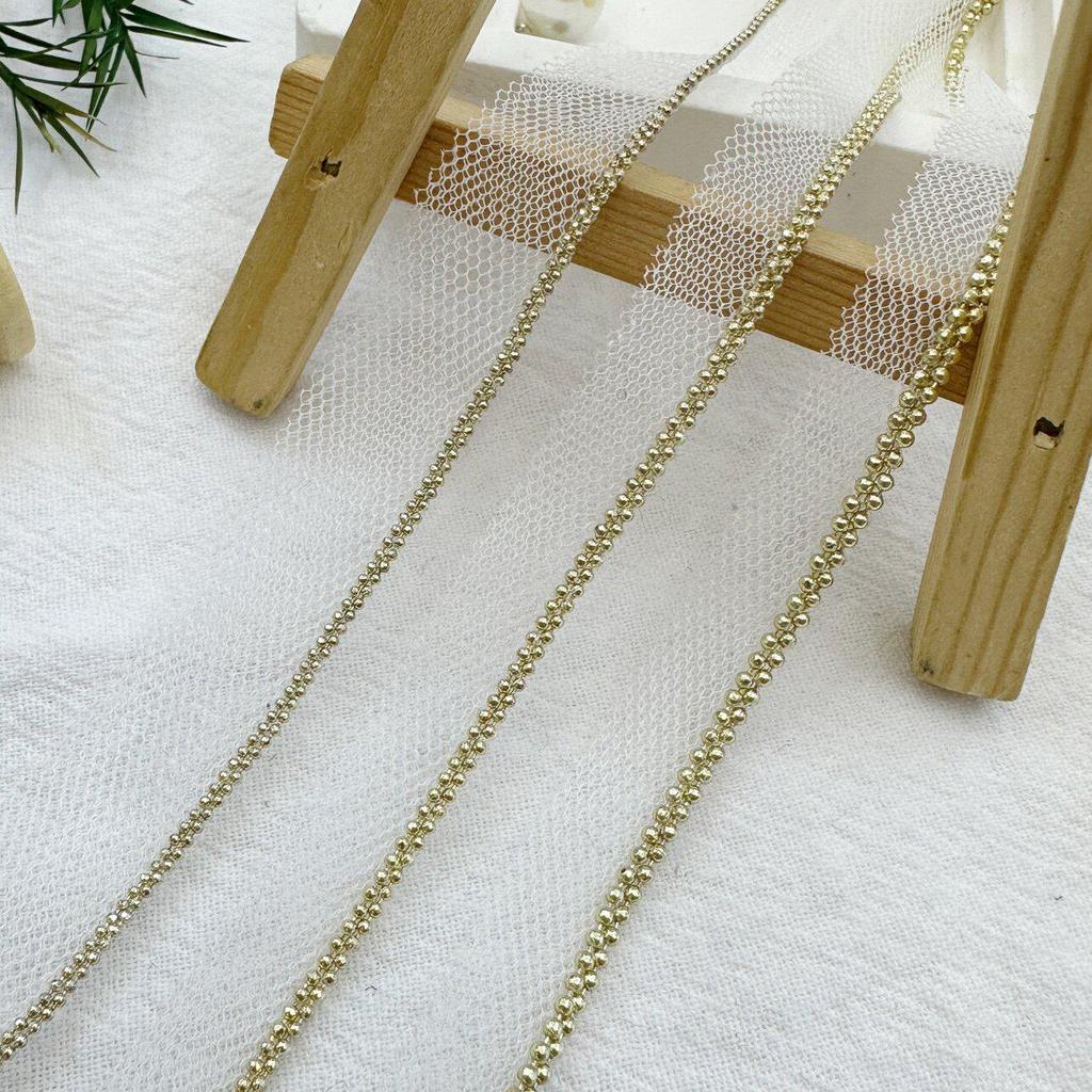 Double Row Bead Chain Metal Mesh Lace for DIY Sewing: Collar, Clothing & Pants Decoration