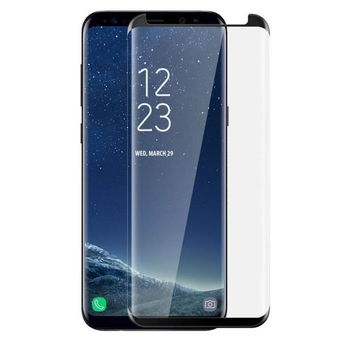 Film de protection - Phonillico® - Samsung Galaxy S8+ / S8 PLUS - Verre trempé - Bord noir - Anti rayures