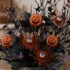 Reusable Halloween Decorations Artificial Branch with Pumpkin And Eyeball, Black Glitter Fake Twig Home Decor Maple Leaves for Gothic Vase Filler,