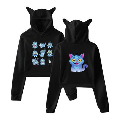 KPop Demon Hunters Huntrix Tiger Crop Tops Cat Ears Sweatshirt Long Sleeve Girls Fashion Hoodie