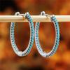Hiphop Blue Stone Round Hoop Earrings For Women Silver Gold Color White Zircon Punk Thin Circle Earrings Wedding Party Jewelry