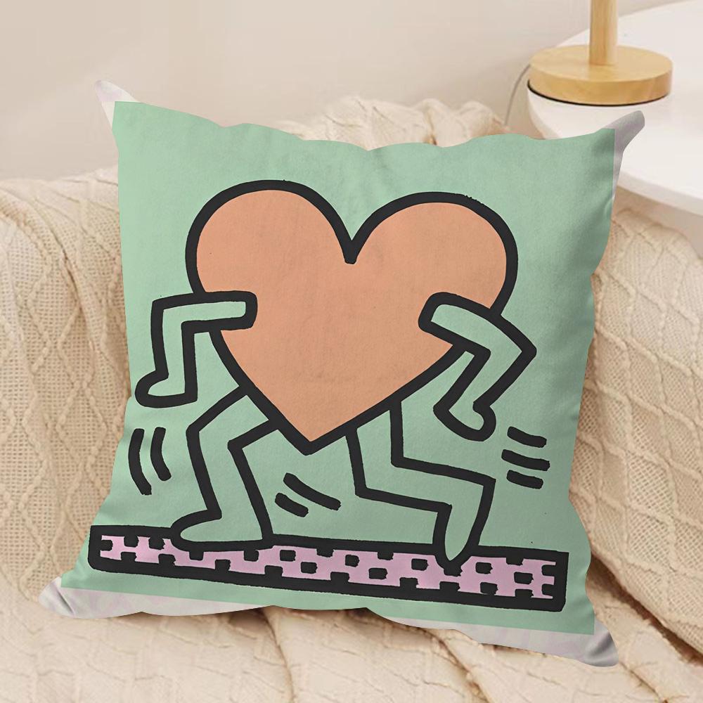 KKeith Art Exhibition Cushion Cover Silky Short Plush Invisible Zipper Dustproof Sofa Pillow Case For Home Decor