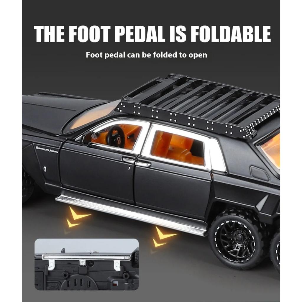 1/32 Scale Rolls Royce Phantom 6X6 Modified Alloy Diecast Metal Model Car Sound & Light Hobby Collectibles Holiday Gifts for Boyfriend