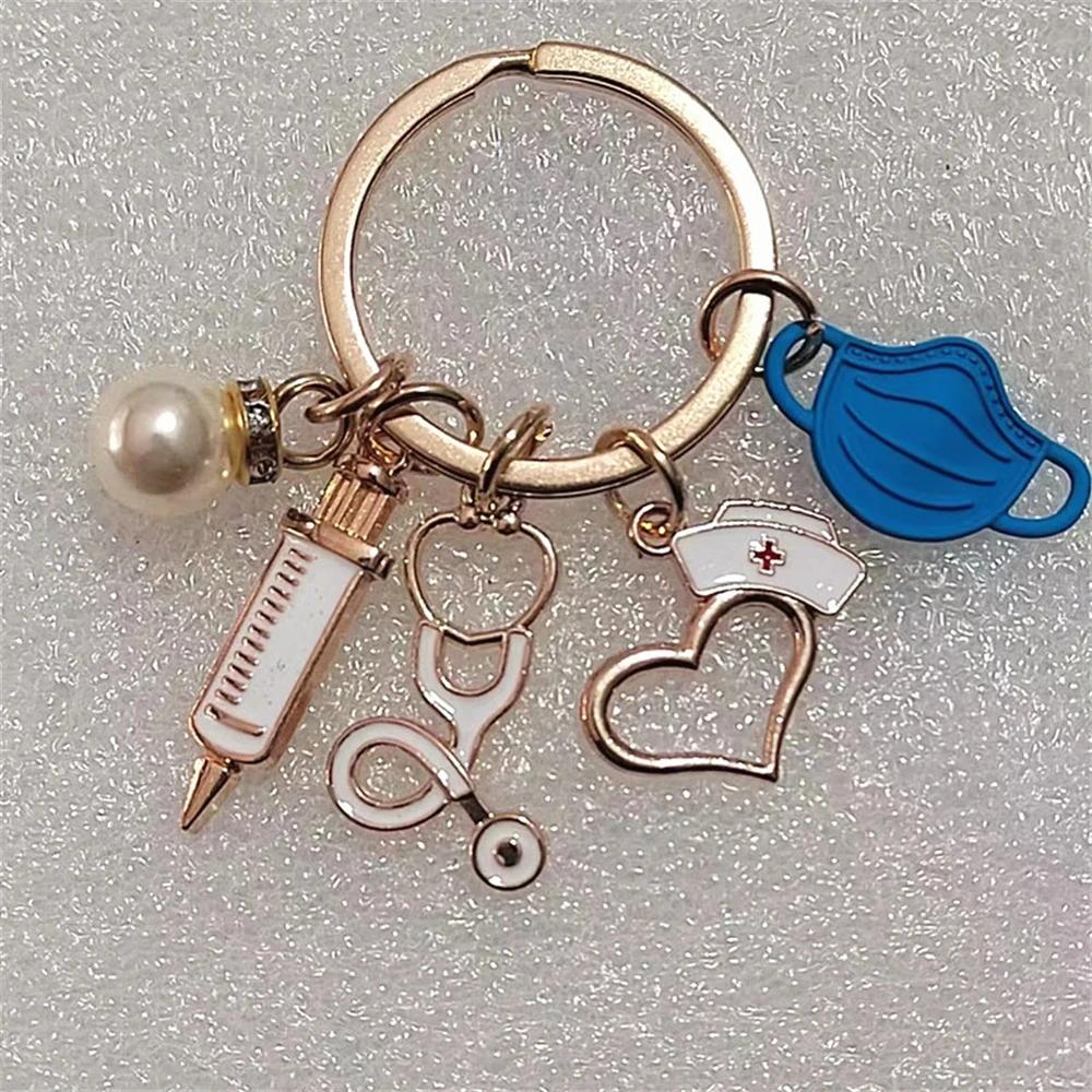 

Классическая медицинская серия брелоки металлический шприц стетоскоп маска шапочка медсестры брелок для автомобиля аксессуары врач сувенир подарок