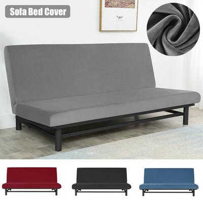 Velvet Armless Sofa Cover Stretch Folding Sofa Bed Slipcover For Living Room Without Armrests Washable Solid Color Protector 1pc