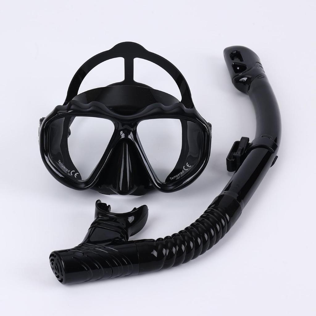 Maschera da Immersione in Silicone per Bambini e Adulti con Snorkel - Lente in Vetro Temperato HD, Montatura Grande