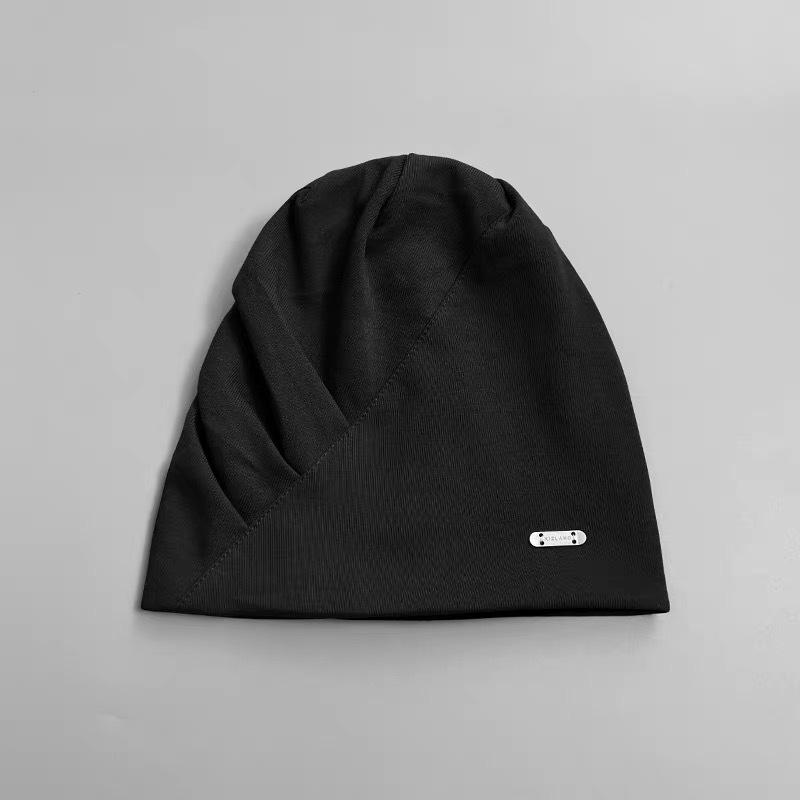 Black pile hat female spring and summer face small bag head hat big head circumference loose hat windproof confinement hat