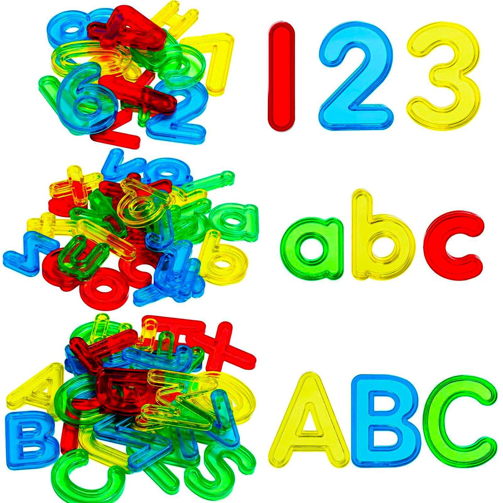 

62 Piece Plastic Practice Set Transparent Letters and Numbers Colorful Acrylic Letters and Numbers for Counting and Spelling - -