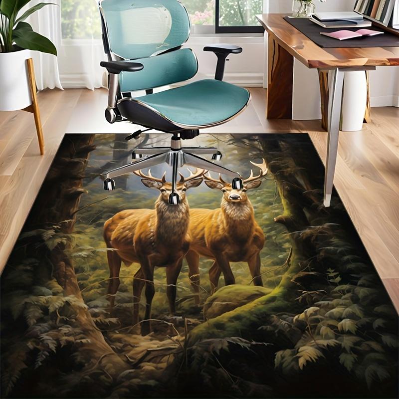 Forest Deer Rug: Rustic WildlifeCarpet forCabin Interiors Nature-Inspired LivingRoomDecor Anti Slip Carpet Can Be Machine Washed