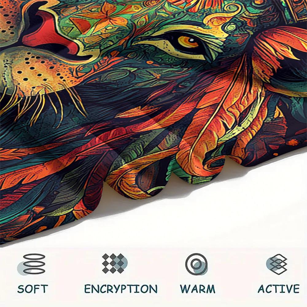 Lion Print Flannel Blanket, High Quality Comfortable for All Seasons, Home Decor, Warmth and Comfort, Perfect for Christmas Gifts