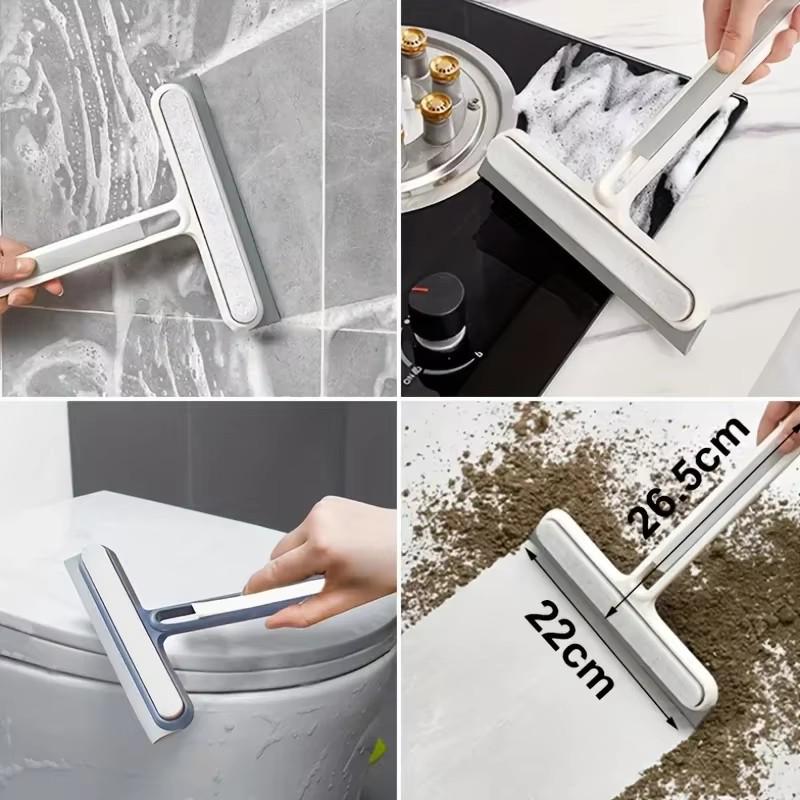 4-in-1 Glass & Mirror Cleaning Tool - Squeegee, Scraper & Brush for Bathroom & Windows