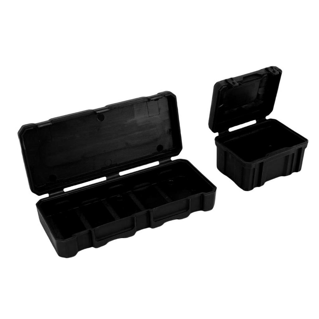 RC Car Luggage Case and Tool Box Set High Simulation RC Storage Box with Sticker for Decoration Black