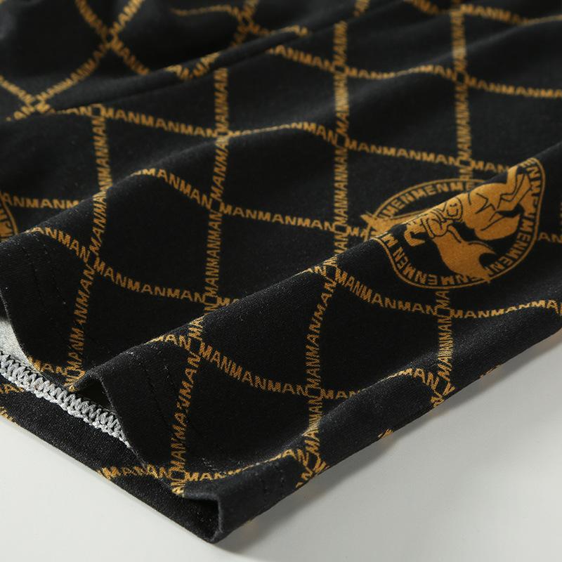 4 Pcs Men's Luxury Black Golden Print Boxer Briefs - Super Soft Ice Silk Feelings, & Breathable - Elastic Sports Shorts for Daily Casual Wearing