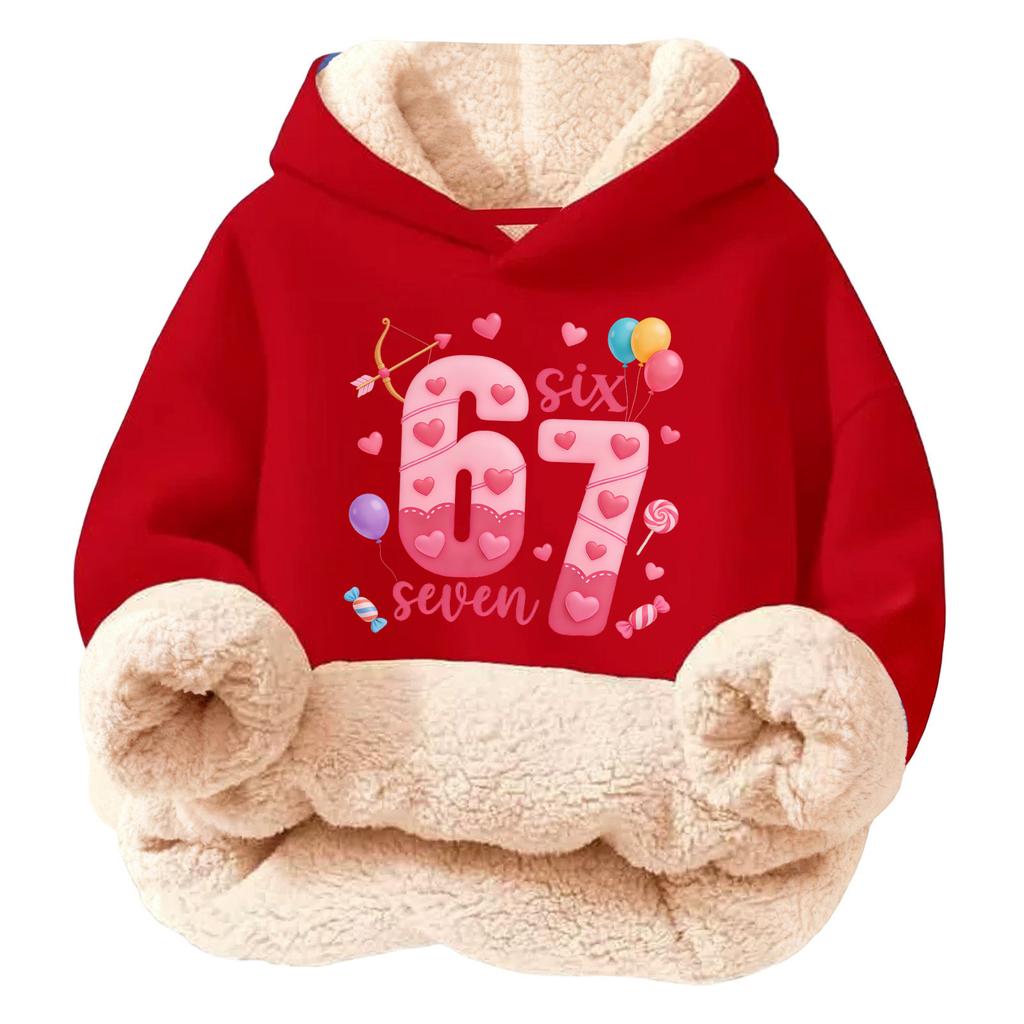 Çocuklar İçin Modaya Uygun Baskılı Günlük Polar Kapüşonlu Bol Kesim Cepli Olmayan Hoodie