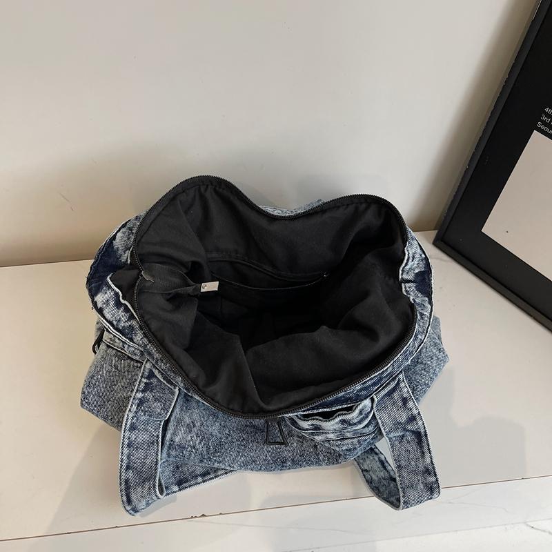 Denim Tasche Damen Pendler Große Kapazität Achseltasche Tragetasche Schultertasche