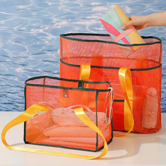 Beach Mesh Bag Large Capacity with Reinforced Bottom Tote Holds Wet Swimsuits Foldable Travel