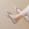 Weiwei Girl 5933-21 Square Head Flat-soled Single Shoes Women's Skirt Rhinestone Wedding Shoes Soft Soles Not Tired Feet Doudou Shoes