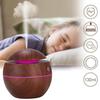 Gkc Syross Wood Round Electric USB Mini Humidifier Aroma Oil Diffuser Air Humidifier Ultrasonic Cool Mist with 7 Color Changing Lights for Office,