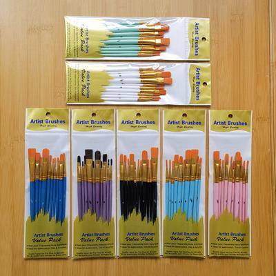 10Pc Paint Brushe Set Nylon Painting Brush Short Rod Oil Acrylic Brush Watercolor Pen High Quality Professional Art Supplies