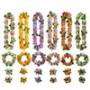 Hawaiian Leis Party Decorations, Hawaiian Flower Necklace Flowers Bracelets Headband, for Tropical Hawaiian Party Theme Beach Party