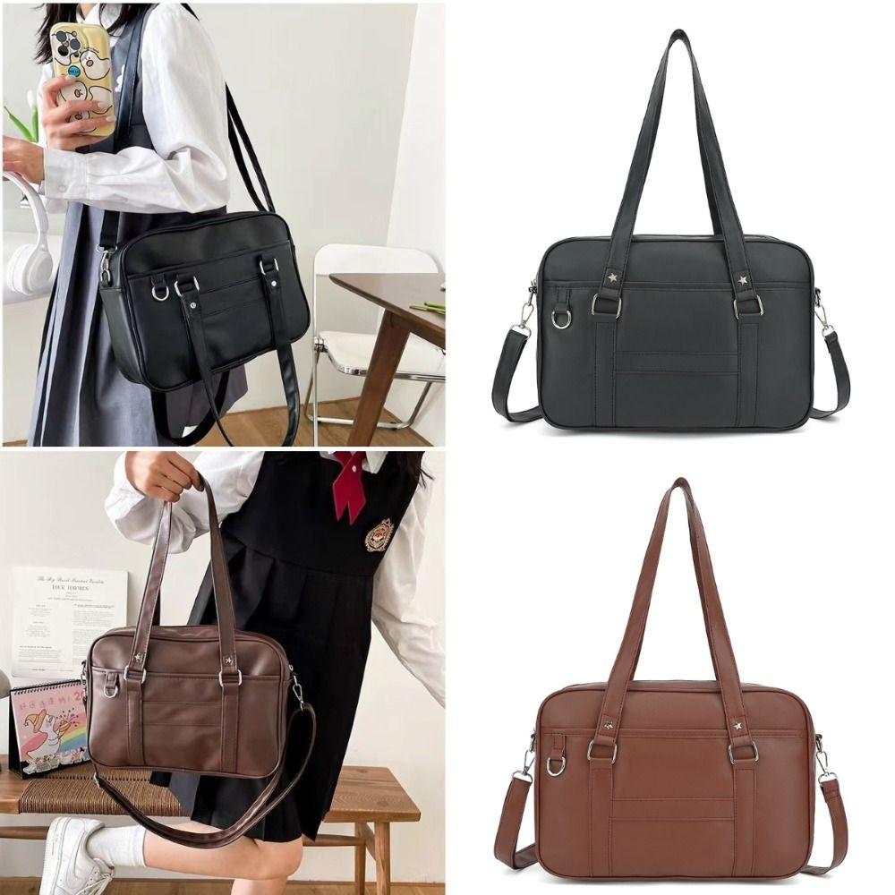 Casual PU Leather Jk Shoulder Bag Japanese Style Adjustable Strap Crossbody Bag Big Capacity Itabag Student