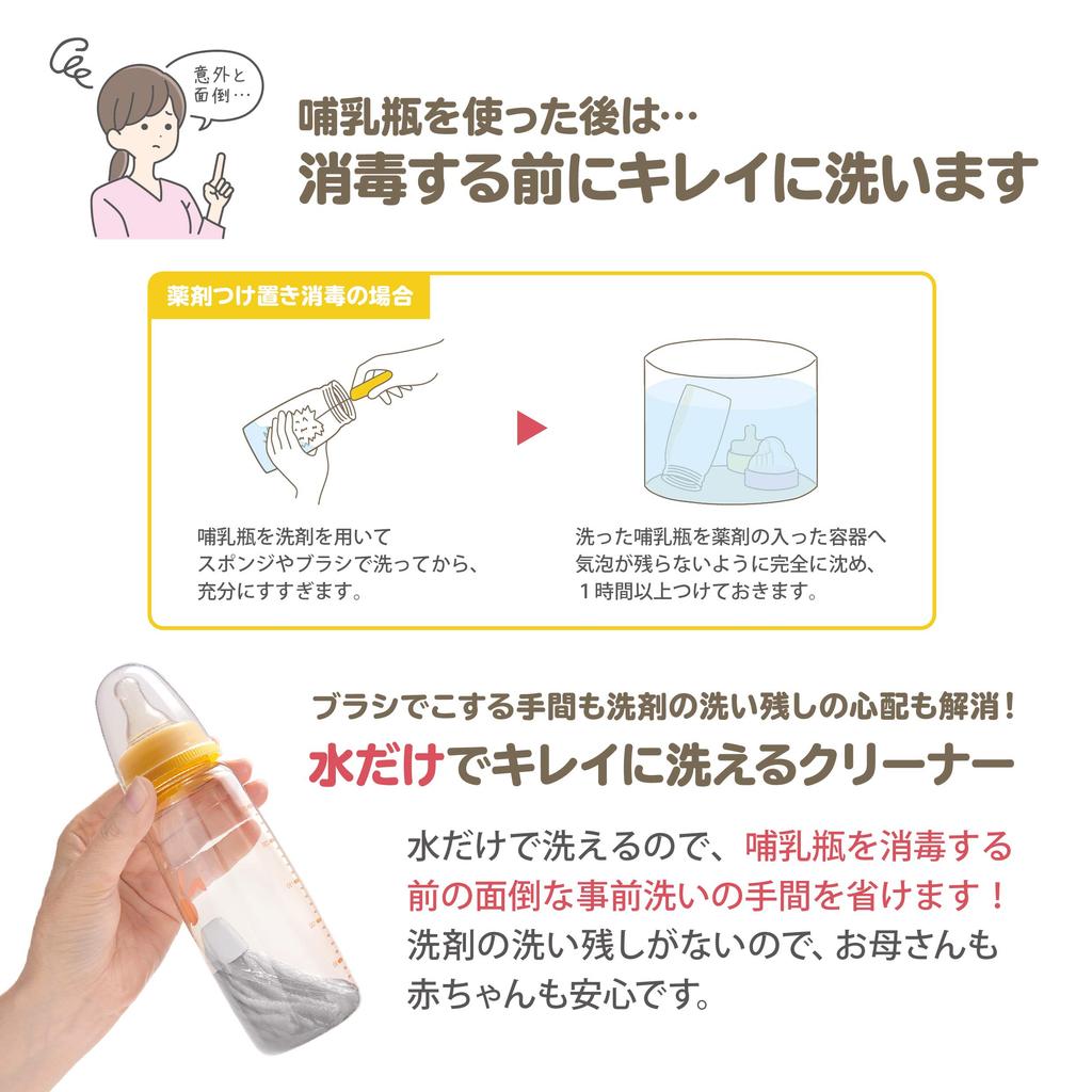 Sanko Babyflaschenreiniger mit antibakterieller Überraschend frischer Babyflaschensauger für unterwegs Überraschend Hergestellt aus Faden, Reiniger, Reiniger, Etui, Grau,