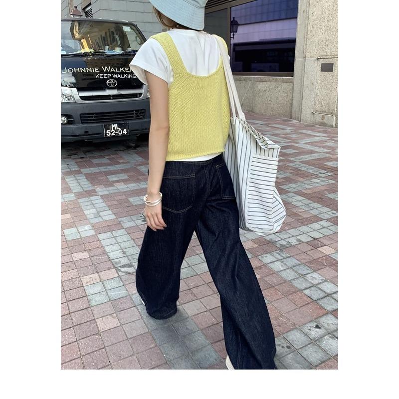 2024 Korean Fashion Loose Women Jeans New Straight Casual Mopping Denim Wide-leg Pants Elegant Woman Autumn High Waist Jeans Trousers Clothing 1740