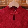 Girls' Fashionable Dress for Summer Children's Red Embroidered Plaid Waist-length Formal Princess Dress
