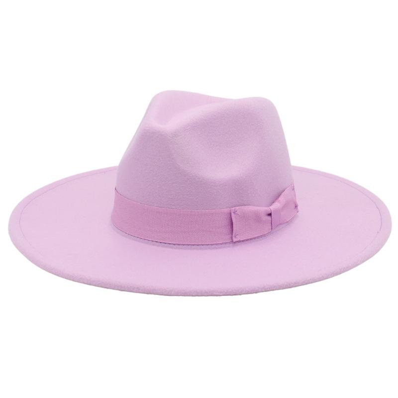 Jazz Hat Retro Men'S And Women'S Cotton Felt Hat Big Brim Panama Hat Gold Chain Hat