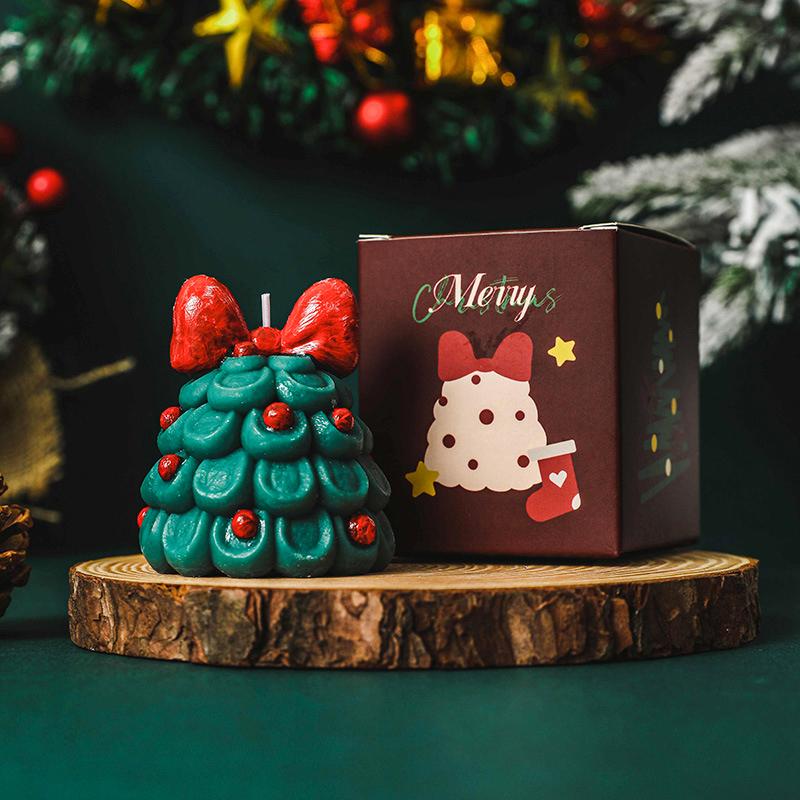 

1 шт. Соевый воск ручной работы Ароматические подарки Бант Рождественская елка Рождественская свеча Атмосфера Форма елки Украшения Доступно несколько вариантов