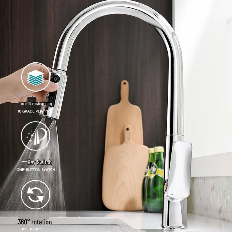 XuanYong Matte Black Pull-Out Kitchen Faucet