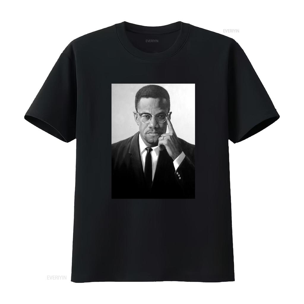Homenaje a Malcolm X Orgullo Afroamericano Mes de la Historia Negra Lives Matter Camiseta vintage Lavada streetwear Ligeramente Elástica