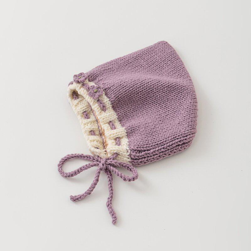 Korean-Style Hand-Knitted Wool Hat for Newborns – Warm, Windproof, and Ear-Protective for Boys and Girls.