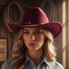 Westlicher Stil Cowgirl Fedora Hut Mit Stern Gürtel Dekoration Breiter Rand Für Frauen Männer Outdoor
