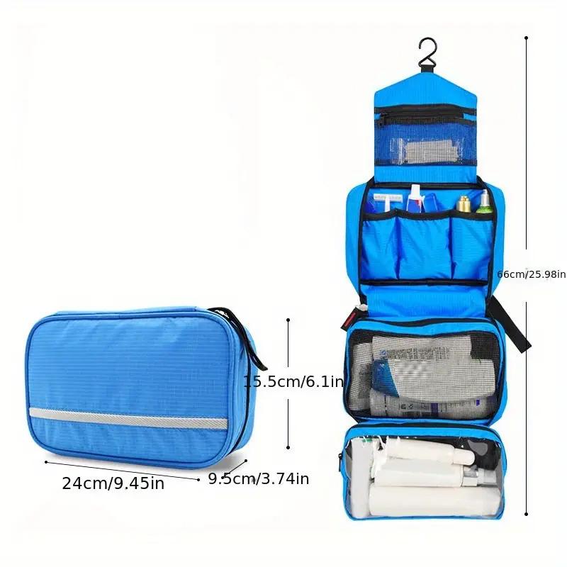 1Pc Three In One Travel Wash Bag Portable Hanging Storage Bag Nylon Waterproof Dry Wet Separation Cosmetic Wash Supplies Storage