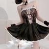 Backless Hollow Lolita Women Cat Cosplay Set Off Shoulder Lace Anime Sexy Lingerie Cute Demon Maid Costume
