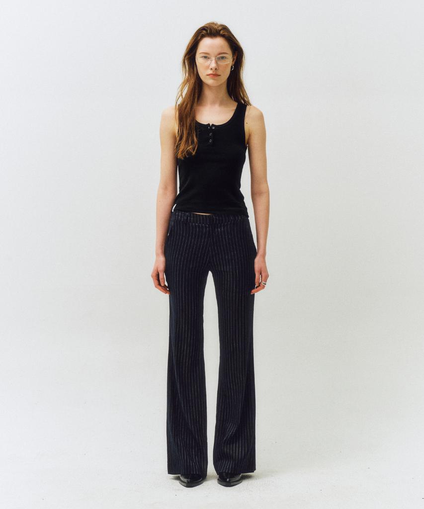 CITTA Linen Pin Stripe Bootcut Pants_Ctb550(Navy)