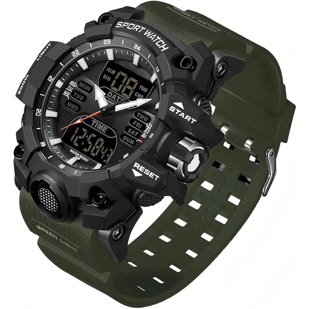 Men s Sports Digital Watch Waterproof 50m LED Backlight Multi-Function Outdoor Military Watch