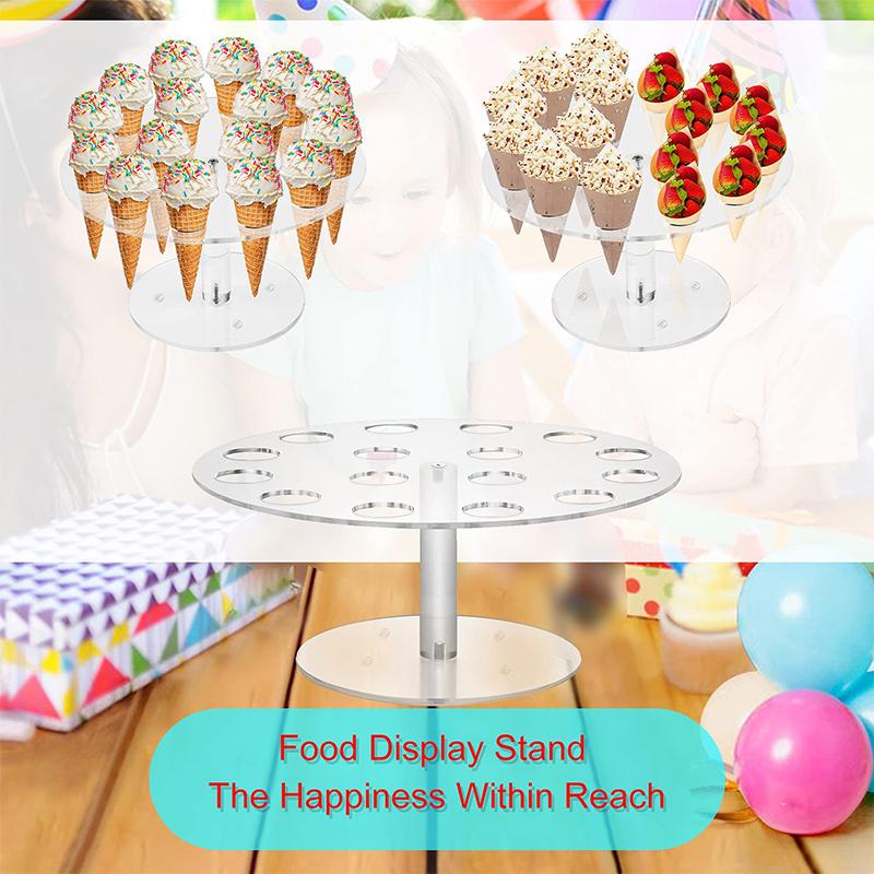 4/6/16 Holes Transparent Acrylic Ice Cream Stand Cake Cone Stand Pastry Holder Wedding Party Buffet Food Display Rack Bake Tool
