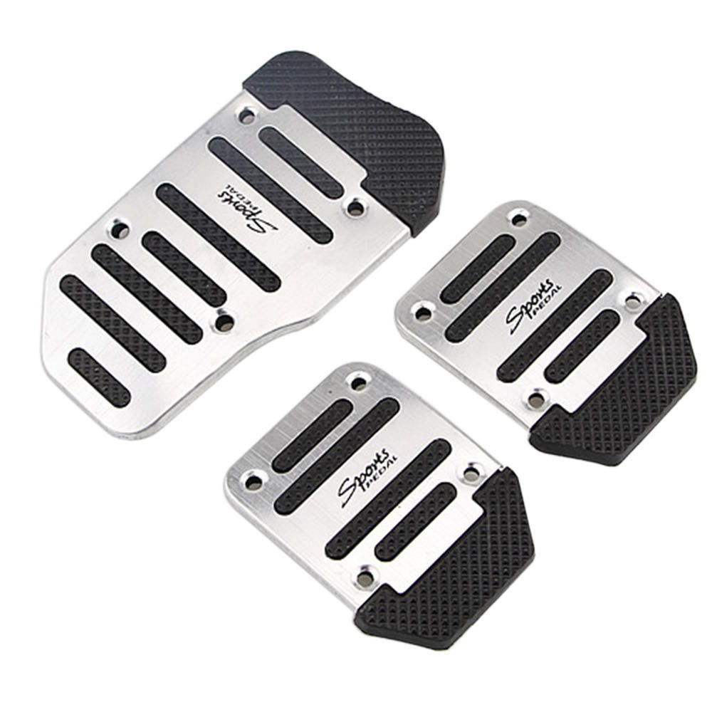 Automatic Car Auto Vehicle Aluminium Alloy Accelerator Clutch Pedal Foot Treadle Foot Brake Cover Anti Slip Pad Red 2Pcs