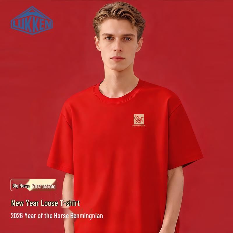 LUKKEN Men s Pure Cotton Year of the Horse Short Sleeve T-Shirt M