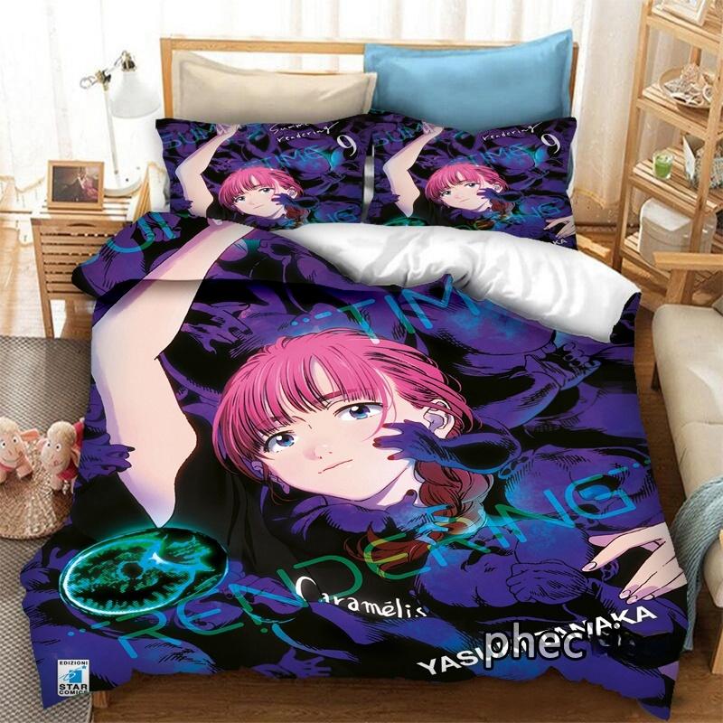 Mode 3D-Druck Anime Summer Time Rendering Bettwäscheset Bettbezüge Kissenbezüge 2/3-teilig Bettdecke Bettwäschesets Bettzeug