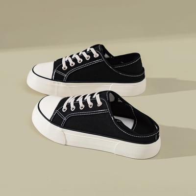 Mode Lässiger Damenschuh Slipper Schwarz Flats Alleskönner Espadrilles Plateau Sommer Neu Slipper Stoff Freizeit Schnür-Leinenschuhe Woma