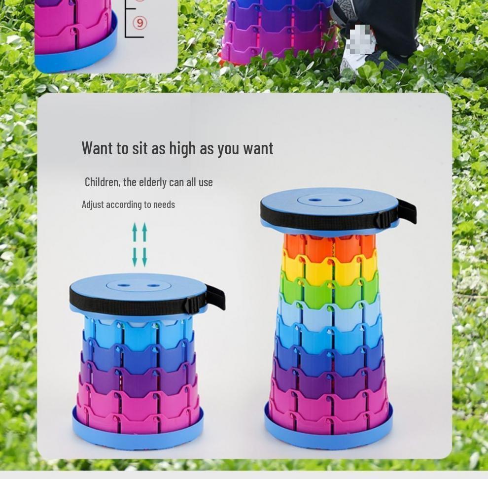 Compact Telescopic Folding Stool for Outdoor, Travel, Balcony, and Fishing - Portable and Adjustable.